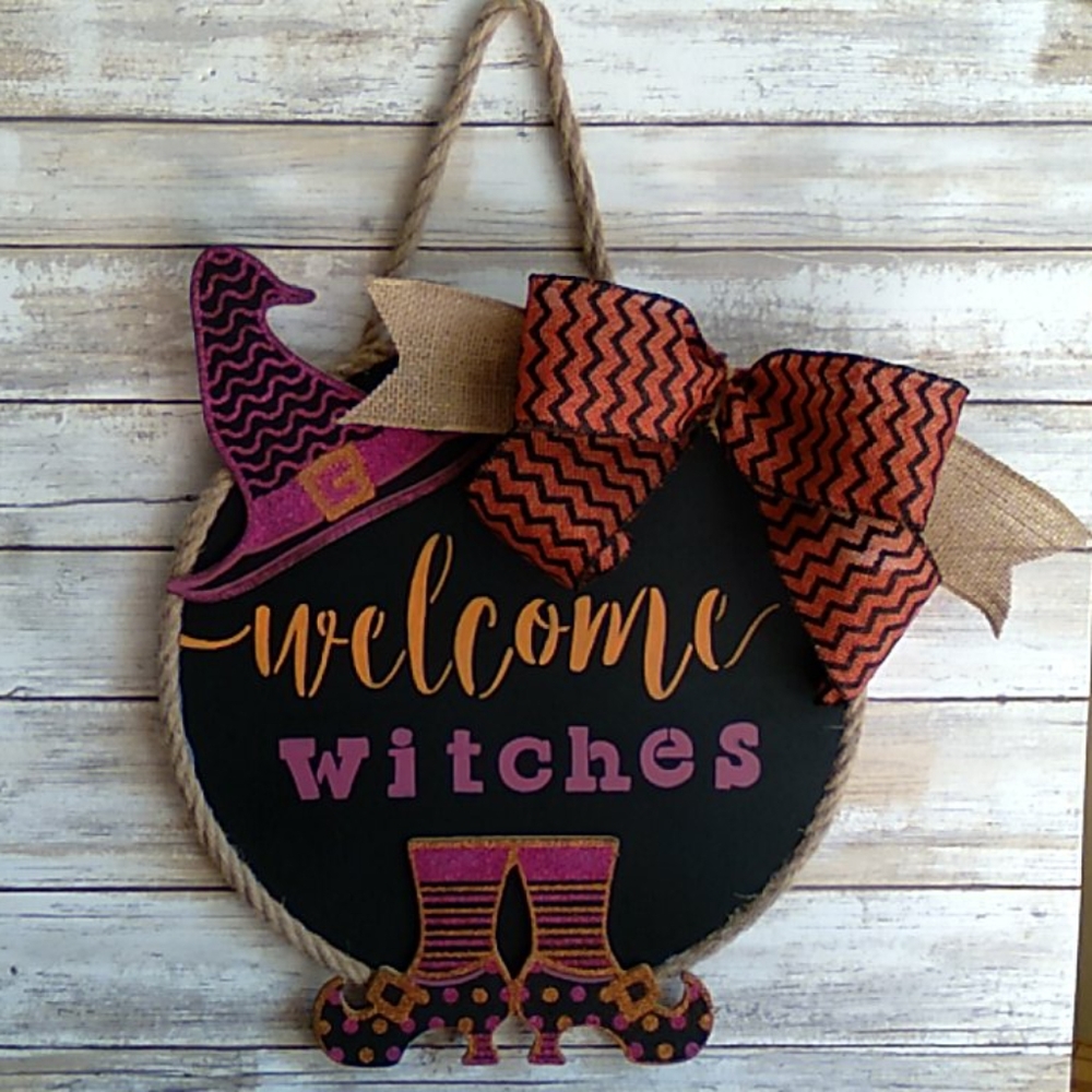 Halloween Welcome Witches door hanger